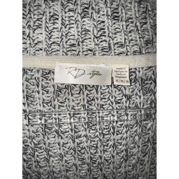 Rd Style Woman's Cardigan Sweater Gray Open Front Long Drape Size Medium VTG - Picture 3 of 7